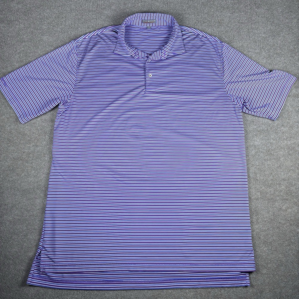 Peter Millar Summer Comfort Polo Shirt XL Purple Blue Stripe Golf Mens